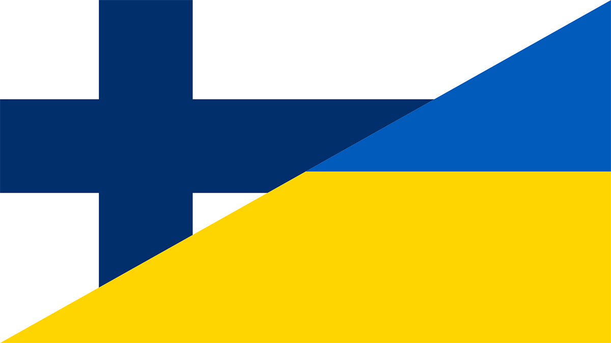 Finlands och Ukrainas flaggor