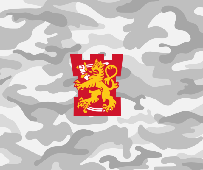 försvarsmaktens logo på en camouflagebotten