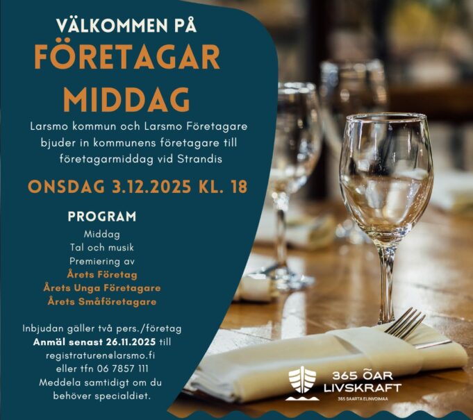 Inbjudan till företagarmiddag 3.12.2025