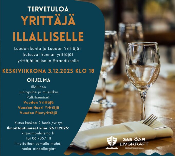 Kutsu yrittäjäillalliselle 3.12.2025