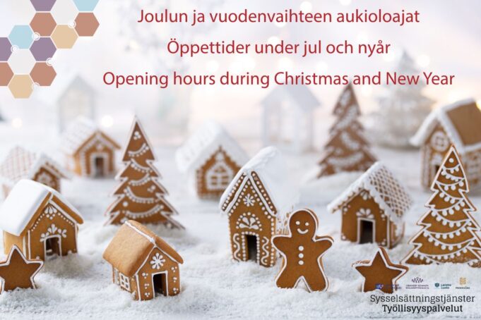 Sysselsättningsområdets öppethållningstider, bild på pepparkaksgubbar